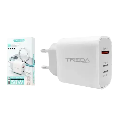 CARGADOR USB/TIPO C/LIGHTNING CARGA RÁPIDA TREQA ABS 58W - imagen 1