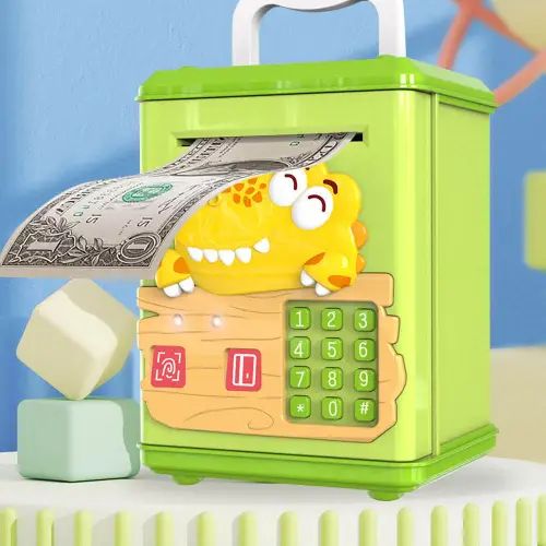 ALCANCÍA/COFRE SEGURIDAD INFANTIL DINO LUCES Y SONIDO, CONTRASEÑA 4 DÍGITOS A PILAS ABS 21.5x12x13cm - imagen 2