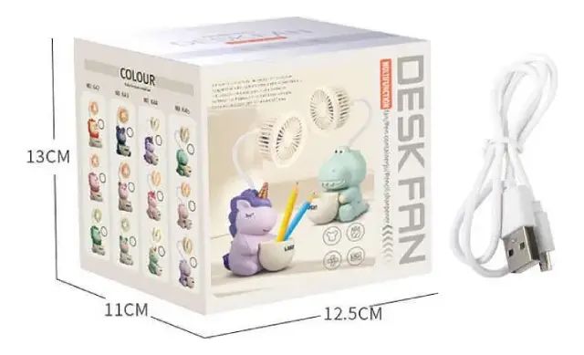 Mini Ventilador Portátil Recargable USB Portalapices y Saca Puntas  - imagen 3