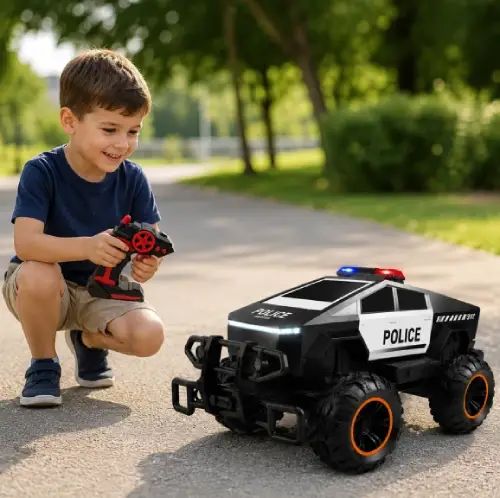 CYBERTRUCK POLICÍA A CONTROL REMOTO LUCES LED MÚSICA 32.5x19x17cm - imagen 2