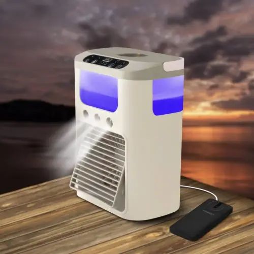 VENTILADOR PORTÁTIL CON LUZ LED ABS USB 5V 560ml 7.5W 21.5x16.5x11cm - imagen 2