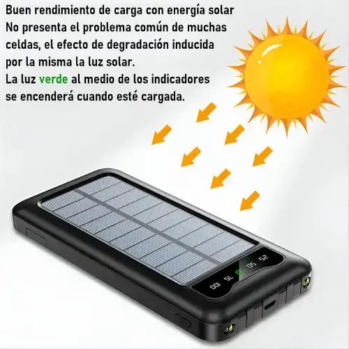 POWER BANK SOLAR TREQA LCD LED 1 USB 2.1A ABS 10000mAh - imagen 2