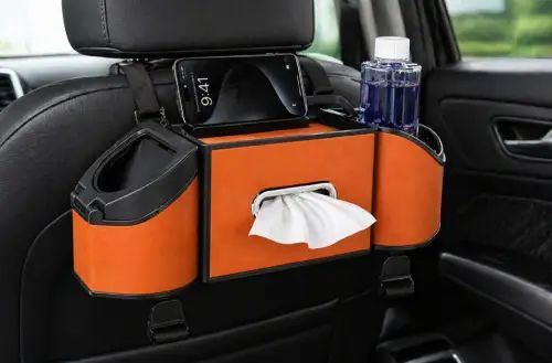 Caja Organizadora para Auto 36x12x10cm Cesto Porta Pañuelos y Soporte - imagen 2