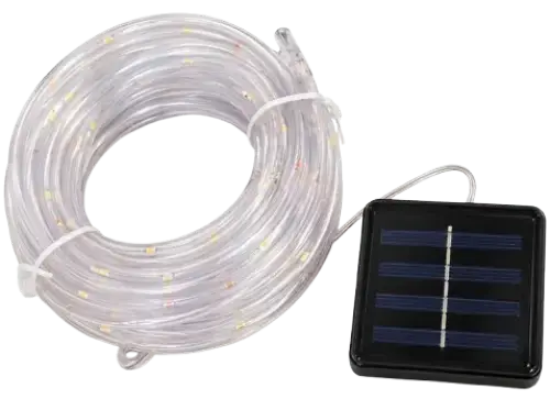 LUCES CÁLIDAS x100 TUBO 10mts c/PANEL SOLAR 6.8x6.3cm - imagen 1