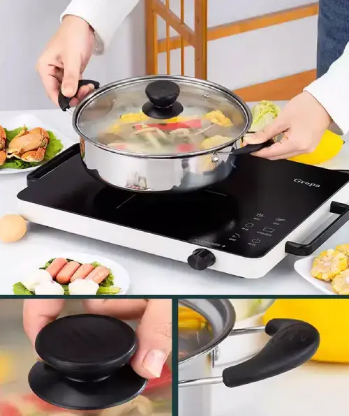 Juego de 5 ollas en Acero Inox. con tapa de vidrio 16-18-20-22 y 24cm - imagen 3