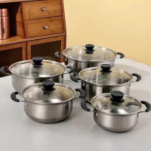 Juego de 5 ollas en Acero Inox. con tapa de vidrio 16-18-20-22 y 24cm - imagen 2