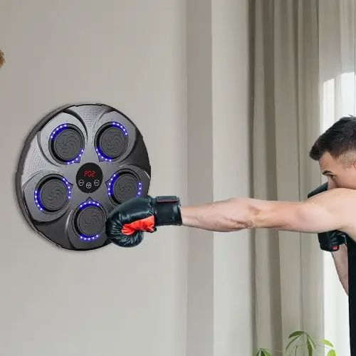 MÁQUINA DE BOXEO ABS BLUETOOTH LED MÚSICA Y LUCES 5 OBJETIVOS CON GUANTES 40x40x6.3cm - imagen 3