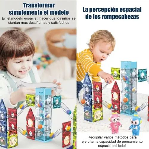 BLOQUES MAGNÉTICOS Y PELOTAS CON LUZ LED ABS 7,4cm --- 49 UNIDADES - imagen 2
