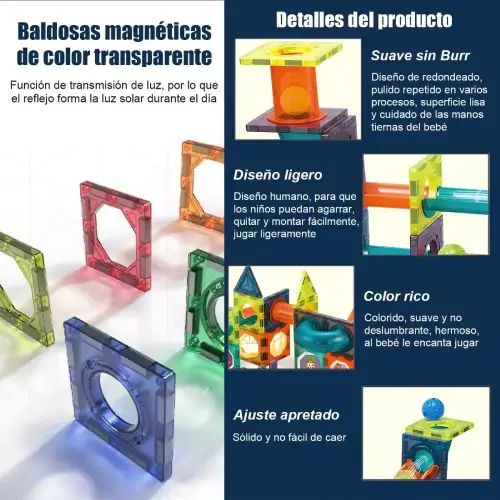 BLOQUES MAGNÉTICOS Y PELOTAS CON LUZ LED ABS 7,4cm --- 49 UNIDADES - imagen 3