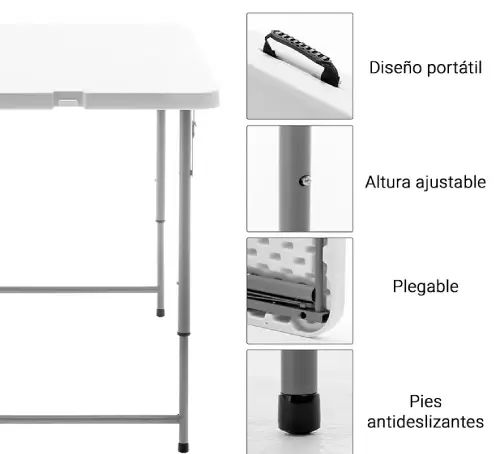 MESA PLEGABLE 60x40x26cm PLEGADA 43x34x6cm ALEACIÓN ALUMINIO+ABS - imagen 2
