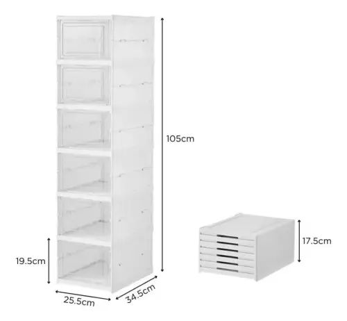ORGANIZADOR PARA CALZADO PLEGABLE 6 ESTANTES 105x34.5x25.5cm - imagen 3