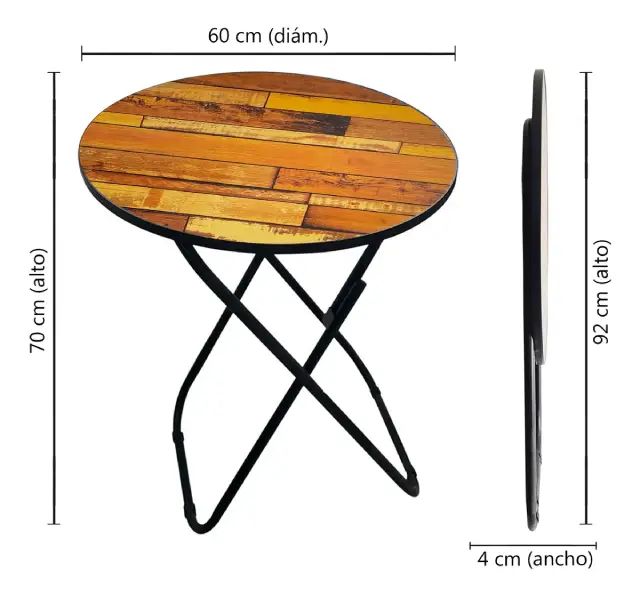 Mesa Auxiliar Redonda Plegable Vintage - imagen 3