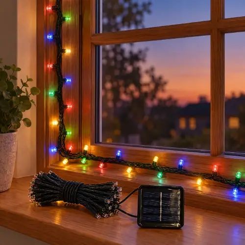 LUCES MULTICOLOR x100 HILO 10mts c/PANEL SOLAR - imagen 4