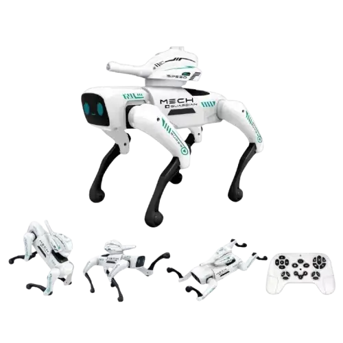 PERRO ROBOT INTELIGENTE A CONTROL REMOTO PROGRAMABLE LUZ LED LANZA BOLAS DE HIDROGEL CONTROL POR VOZ 27x32x19cm - imagen 1