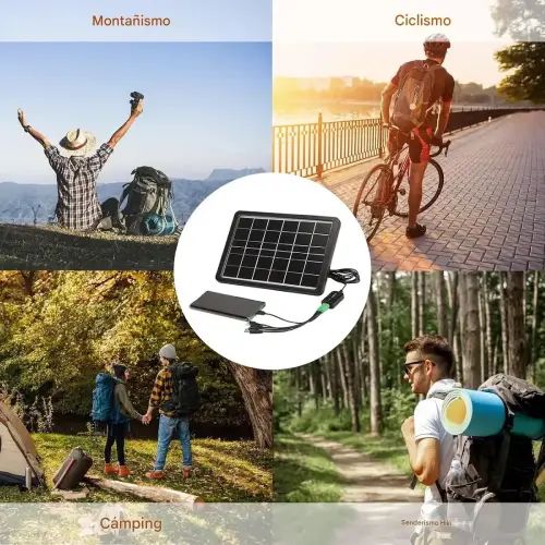 PANEL SOLAR CON ADAPTADOR MÚLTIPLE USB 6V 8W 20.5x29cm - imagen 2