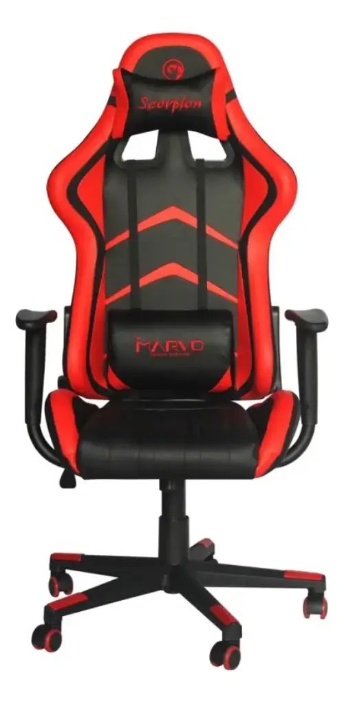 Silla Gamer Ergonómica Negra Roja Reclinable Giratoria Cuero - imagen 2