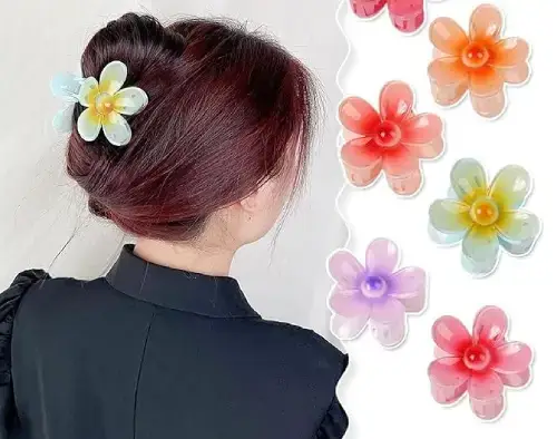 PINZA DE PELO DISEÑO FLOR VARIOS COLORES 8cm - imagen 2