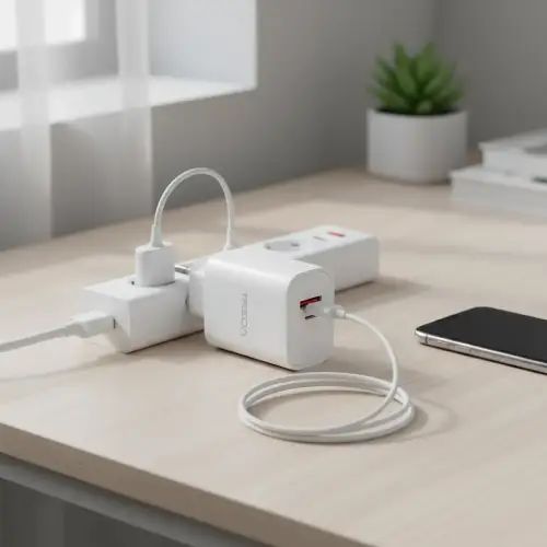 CARGADOR USB Y TIPO C CARGA RÁPIDA CON CABLE TREQA 100-240V ABS 38W - imagen 3