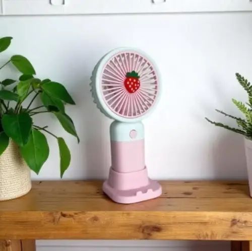Ventilador portátil recargable diseño frutilla - imagen 2