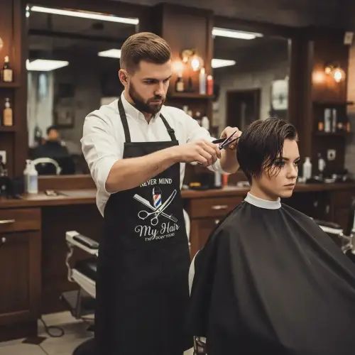 DELANTAL CON DISEÑO BARBER Y BOLSILLO - imagen 2