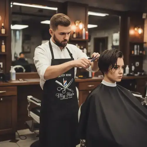 DELANTAL CON DISEÑO BARBER Y BOLSILLO - imagen 2