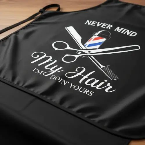 DELANTAL CON DISEÑO BARBER Y BOLSILLO - imagen 3