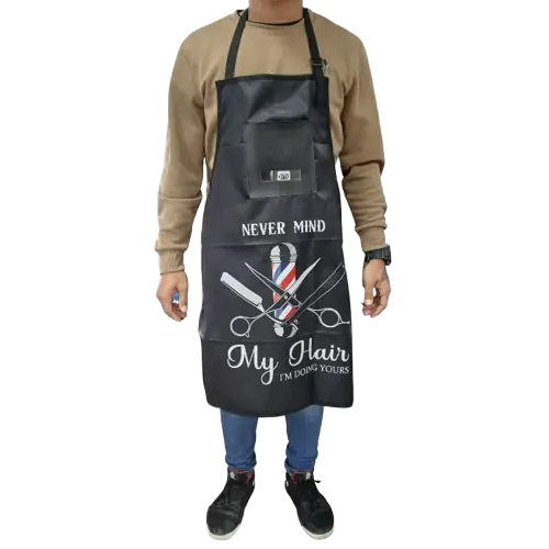 DELANTAL CON DISEÑO BARBER Y BOLSILLO