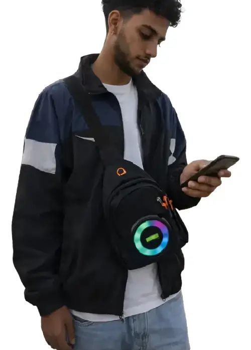 BANDOLERA IMPERMEABLE CON PARLANTE RGB 3" 10W 2500mAh USB 5V - imagen 2