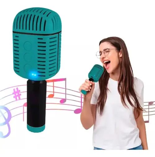 MICRÓFONO RETRO INALÁMBRICO PARA KARAOKE CON ALTAVOZ 1200mAh 5W 6.5x19cm - imagen 2
