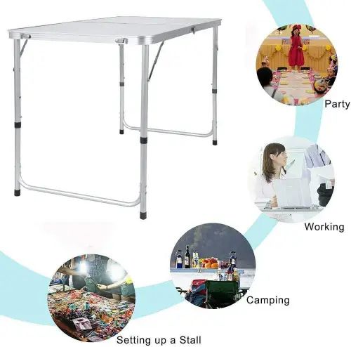Mesa Plegable Tipo Valija 120x60x70cm Altura Regulable 3 Niveles - imagen 2
