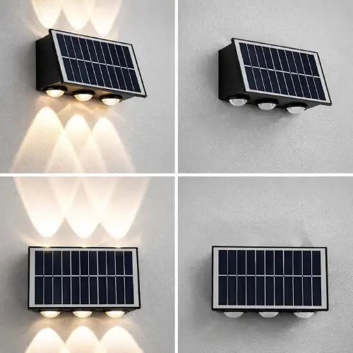 Lámpara Solar LED Exterior con Panel Integrado y Encendido Automático 20x10x6cm - imagen 2