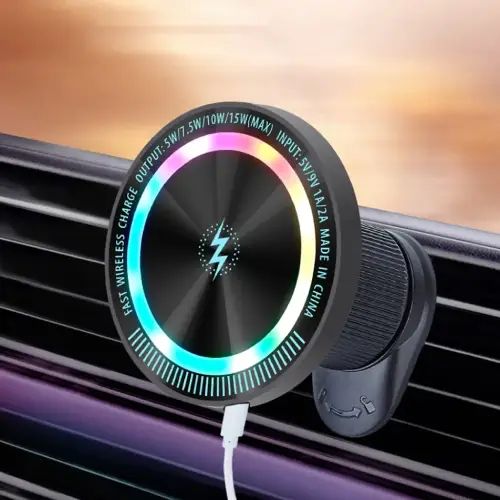 SOPORTE CARGADOR INALÁMBRICO MAGNÉTICO PARA AUTO 360° 15W/5V 2A/9V 2A 5.9x2.5cm - imagen 4