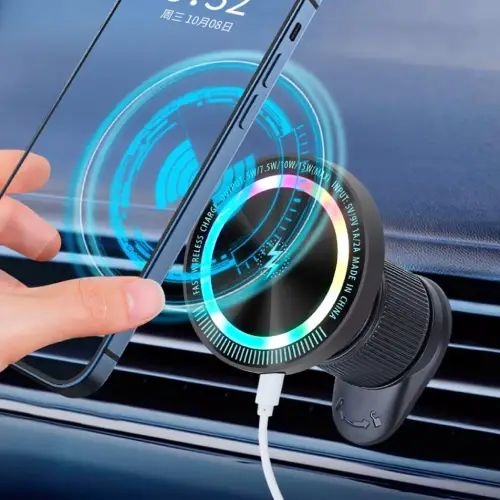 SOPORTE CARGADOR INALÁMBRICO MAGNÉTICO PARA AUTO 360° 15W/5V 2A/9V 2A 5.9x2.5cm - imagen 3