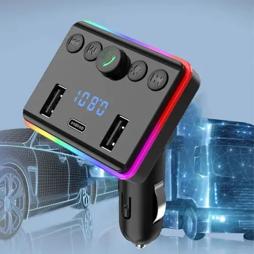 Cargador FM Bluetooth para Auto/Camión 12V/24V – 2 USB + USB-C - imagen 3