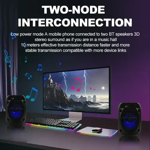 PARLANTE PORTÁTIL 3" LED BLUETOOTH 5.0 USB, MicroSD, FM HASTA 10M 1200mAh 5W - imagen 4