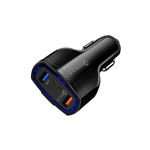 Cargador Usb Para Auto con Carga Rápida 2 Puertos 1tipo C Qc 3.0