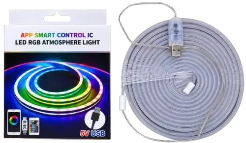 TIRA LED RGB USB c/CONTROL REMOTO Y APP 5M 5V - imagen 1