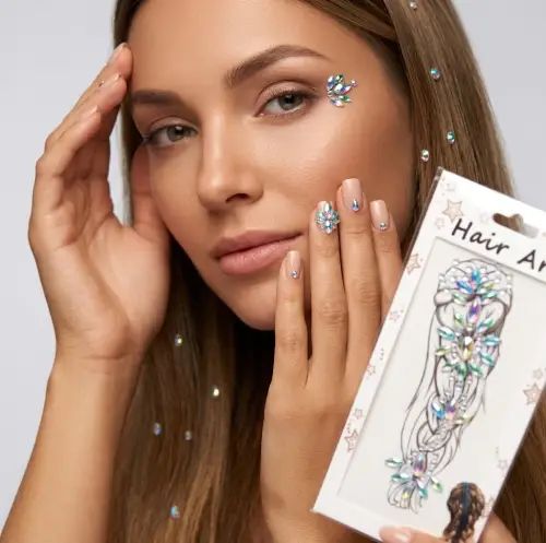PIEDRITAS AUTOADHESIVAS PARA PELO DISEÑOS COLORIDOS - imagen 2