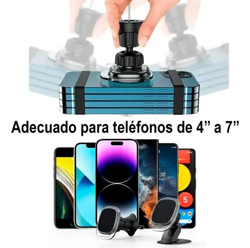 SOPORTE DE CELULAR PARA AUTO TREQA 360° 4 a 7 pulgadas 4,5x6,5x8cm - imagen 6