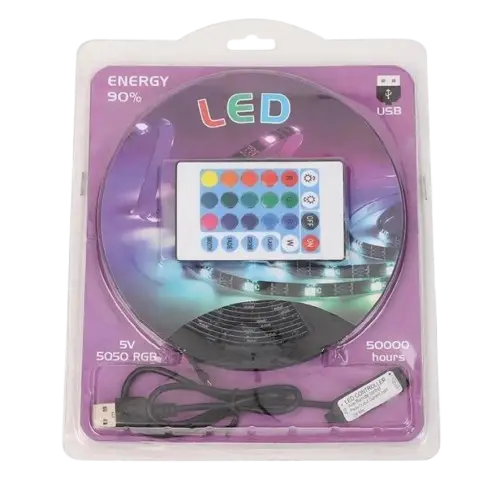 Tira LED RGB 5 Metros con Control Remoto USB