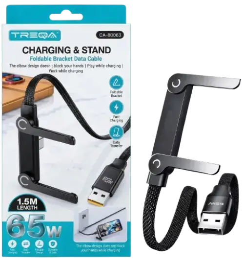 CABLE DE CARGA USB c/SOPORTE - 1.5M 65W - imagen 1