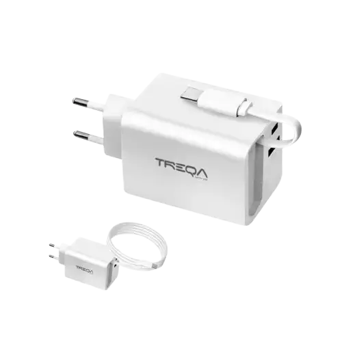 CARGADOR USB Y TIPO C CARGA RAPIDA 2.1A CON CABLE C EXTENSIBLE 65W - imagen 1