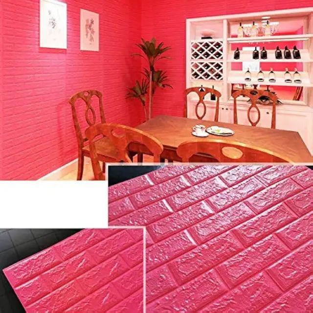 Panel Adhesivo de Pared 3D Papel Tapiz Rojo - imagen 3