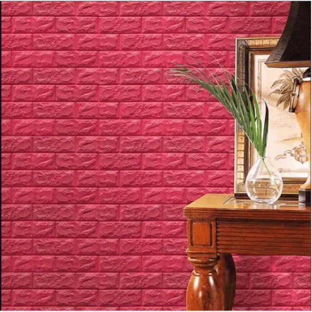 Panel Adhesivo de Pared 3D Papel Tapiz Rojo - imagen 2