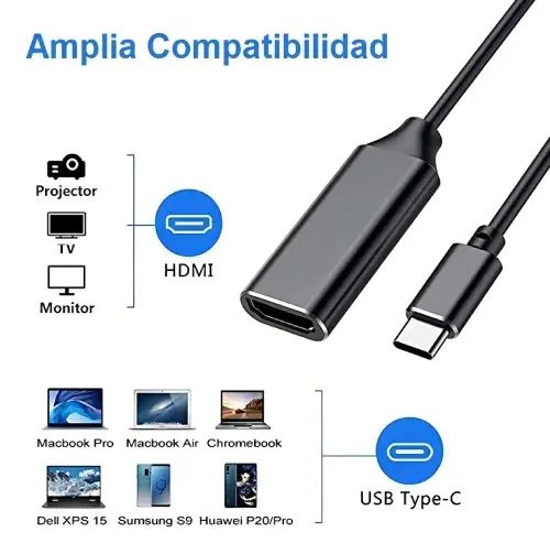 CABLE DE AUDIO Y VIDEO TIPO C A HDTV 4K A 30Hz 1.8 METROS - imagen 3