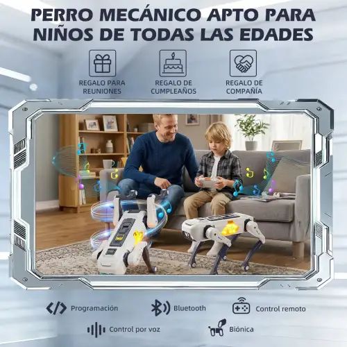 PERRO ROBOT INTELIGENTE CON APP Y CONTROL REMOTO WIFI/BLUETOOTH PROGRAMABLE LUZ LED 26x12x19cm - imagen 5