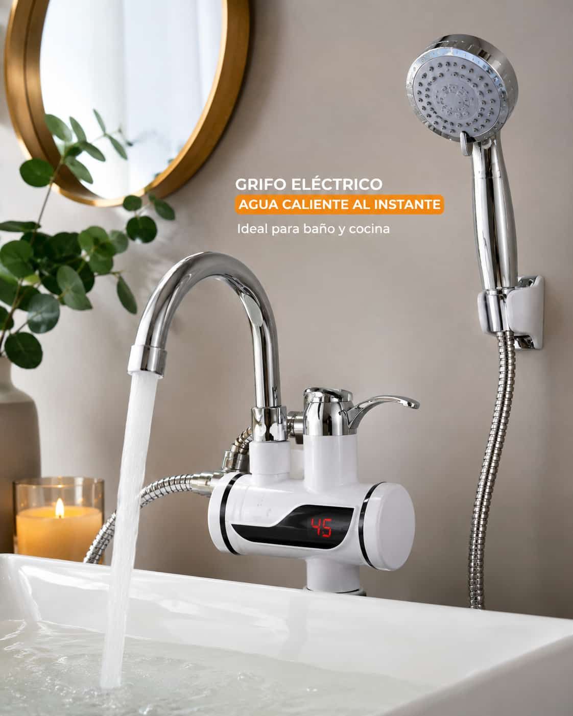 Calentador eléctrico Grifo de cocina con Ducha corta - imagen 2
