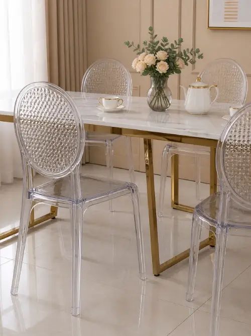 Silla Ovalada Transparente Acrílica 44x42x97cm - imagen 2