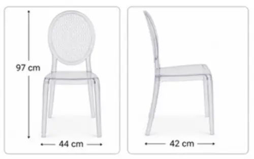Silla Ovalada Transparente Acrílica 44x42x97cm - imagen 4