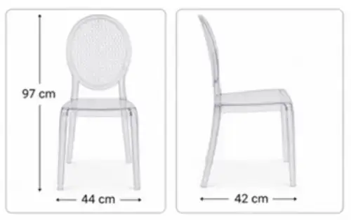 Silla Ovalada Transparente Acrílica 44x42x97cm - imagen 4